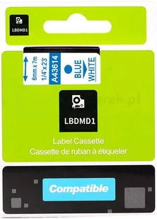 Dymo Taśma do D1 43614 6mm/7m Biała/Niebieski - Papier do drukarek - miniaturka - grafika 3