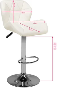 ACTIVESHOP Hoker Barowy M01 Pikowany Regulowany Biały 10003_132518 - Krzesła i taborety kosmetyczne - miniaturka - grafika 5