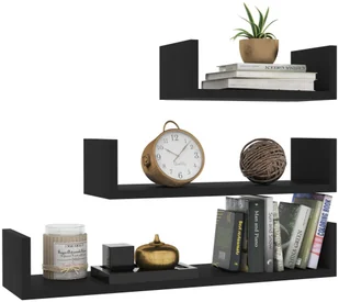 vidaXL Półki ścienne, 3 szt., czarne, płyta wiórowa vidaXL - Półki do salonu - miniaturka - grafika 3