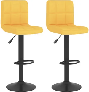 vidaXL Krzesła barowe, 2 szt., musztardowe, tapicerowane tkaniną - Taborety i hokery - miniaturka - grafika 3