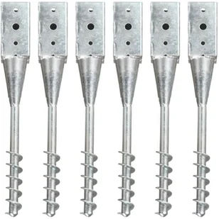 VidaXL Kołki gruntowe, 6 szt., srebrne, 10x10x57 cm, stal - Kołki - miniaturka - grafika 2