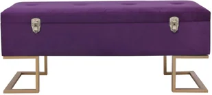 vidaXL Ławka ze schowkiem, 105 cm, fioletowa, aksamitna vidaXL - Ławki do przedpokoju - miniaturka - grafika 3
