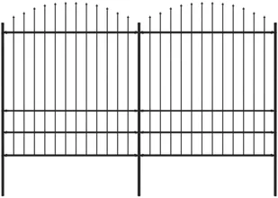 vidaxl Panele ogrodzeniowe z grotami, stal, (1,75-2) x 3,4 m, czarne - Ogrodzenia - miniaturka - grafika 2