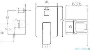 Omnires Parma bateria wannowa podtynkowa czarny PM7435BL - Baterie podtynkowe - miniaturka - grafika 2