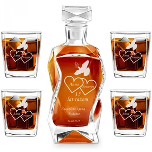 Murrano Zestaw Karafka Łamana z 4 Szklankami Grawer Na Rocznice KARK_4xSZC-021 - Karafki - miniaturka - grafika 3