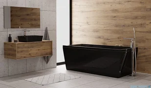 Besco Vera wanna czarna 170x75cm wolnostojąca z przelewem #WKV-170-WO-CZ | - Wanny - miniaturka - grafika 3