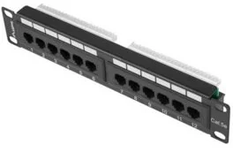 Lanberg Patch panel PPU5-9012-B 12 port 1U 10\" kat.5e czarny PPU5-9012-B - Szafy rack - miniaturka - grafika 2
