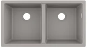 Zlewozmywaki - Hansgrohe S51 Zlewozmywak granitowy dwukomorowy 82x45 cm szarość betonu 43434380 - miniaturka - grafika 1