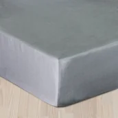 Prześcieradła - Dekoria Prześcieradło satynowe z gumką szare 200x220cm 748-324 - miniaturka - grafika 1