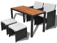 Meble ogrodowe - vidaXL 5-cz zestaw mebli ogrodowych rattan PE i akacja czarny 42529 - miniaturka - grafika 1