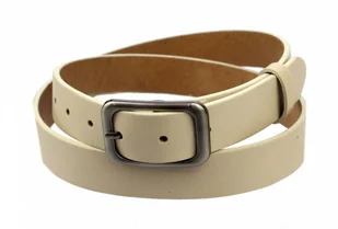 Pas-Max (PL) Pasek Skórzany Damski (PL) Skóra Licowa EXTRA Gładki 30 mm KREMOWY - Paski - miniaturka - grafika 2