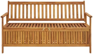vidaXL Ławka ogrodowa ze schowkiem, 148 cm, lite drewno akacjowe - Ławki ogrodowe - miniaturka - grafika 2
