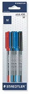 Długopisy - Staedtler 430 msbk6d Stick ball point Pen szerokość linii M, 0.45 MM, skuwką i klipsem w kolorze do pisania, 6 sztuki w kartę blistrową 430MSBK6D - miniaturka - grafika 1