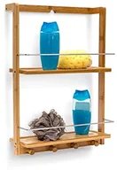 Półki łazienkowe - Relaxdays Regał z bambusa: wys. x szer. x gł.: ok. 53 x 38 x 15,5 cm brodzik prysznicowy z 2 półki wykonane z feuchtigkeitsresistentem  drewniany regał wiszący w łazience jako praktyczna półka wisząca  10019190 - miniaturka - grafika 1