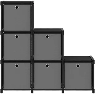 vidaXL Regał z 6 przegrodami, pudełka, czarny, 103x30x72,5 cm, tkanina - Regały - miniaturka - grafika 4