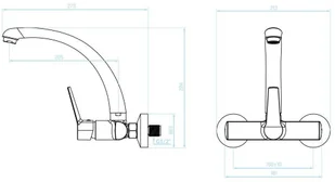 Kuchniox BATERIA ZLEWOZMYWAKOWA ŚCIENNA Z WYLEWKĄ ,CHROM BKW 087D - Baterie kuchenne - miniaturka - grafika 5
