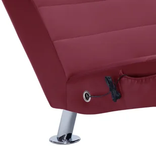 vidaXL Szezlong masujący z poduszką, czerwone wino, sztuczna skóra - Szezlongi - miniaturka - grafika 7