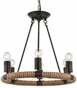 Lampy sufitowe - Globo Lighting LAMPA wisząca ULLEU 69029-6 rustykalny ŻYRANDOL na łańcuchu OPRAWA zwis koło czarna 69029-6 - miniaturka - grafika 1