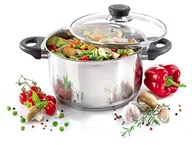 Rondle - Krüger Karl  garnek do mięsa, Denver, rondel z pokrywą szklaną, wykonana ze stali nierdzewnej, do wyboru różne rozmiary, srebro, 20 cm 101020 DE - miniaturka - grafika 1