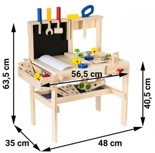 Mamabrum Drewniany zestaw majsterkowicza XXL - 75 elementów + pas narzędziowy WORKBENCH GYT1863 - Mały majsterkowicz - miniaturka - grafika 32
