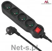 Listwy zasilające - Maclean MCE181 Listwa zasilająca przedłużacz 4 gniazda z wył czarny 3m 2300W - miniaturka - grafika 1