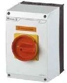 Wyłączniki światła i elektryczne - Eaton 207149 wyłącznik główny, 3-biegunowy + 1 zestyk zwierny, 20 A, funkcja E-Stop, 90 °, zamykany w 0-status, struktura 207149 - miniaturka - grafika 1