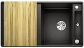 Zlewozmywaki - Blanco Zlewozmywak Axia III 5 S-F Silgranit PuraDur Czarny + deska jesionowa 525847 - miniaturka - grafika 1