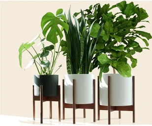 Blumfeldt Zeist stojak na kwiaty, kwietnik, zestaw 3 sztuk, 2 wysokości na doniczki o średnicy 21/26/30 cm, dowolne łączenie, drewno akacjowe PS-ACACIA-FAM - Donice - miniaturka - grafika 2