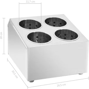 vidaXL Pojemnik na sztućce, 4 przegrody, kwadratowy, stal nierdzewna vidaXL - Akcesoria do sztućców - miniaturka - grafika 8