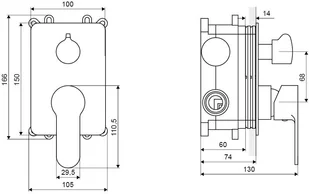 Actima OXALIA chrom AREX.9045CR AREX.9045CR - Baterie podtynkowe - miniaturka - grafika 5