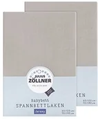 Prześcieradła dla dzieci - Zollner Julius prześcieradło z gumką na łóżko dziecięce, wymiary: 60 x 120 / 70 x 140 cm, w różnych kolorach dwupak szarobrązowy - miniaturka - grafika 1