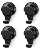 Wieszaki łazienkowe - Compactor Małe haki ścienne Bestlock Black z przyssawkami bez wiercenia nośność do 3 kg 4 szt - miniaturka - grafika 1