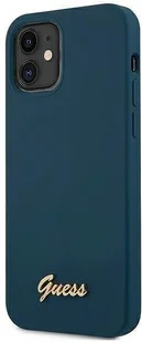 Guess GUHCP12SLSLMGBL iPhone 12 mini 5,4" niebieski/blue hardcase Metal Logo Script GUE001068 - Etui i futerały do telefonów - miniaturka - grafika 3