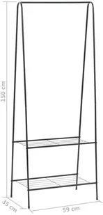 vidaXL Wieszak na ubrania, 59 x 35 x 150 cm, czarny - Wieszaki i stojaki - miniaturka - grafika 5