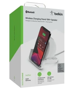 Belkin Podstawka ładująca BoostCharge + głośnik, biała AUF001vfWH - Kable komputerowe i do monitorów - miniaturka - grafika 2