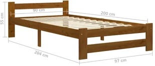 vidaXL Lumarko Rama łóżka, miodowy brąz, lite drewno sosnowe, 90 x 200 cm 322005 - Łóżka - miniaturka - grafika 7