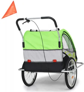 vidaXL Rowerowa przyczepka dla dzieci/wózek 2-w-1 Zielono-szara - Przyczepki rowerowe - miniaturka - grafika 5