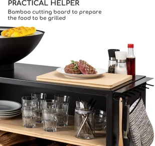 Blumfeldt Blumfeldt Savage 2.0 Wide, misa paleniskowa z grillem, bambusowa deska do krojenia, pokrowiec GDI11-Sav2.0 Wide-BK - Paleniska ogrodowe - miniaturka - grafika 3