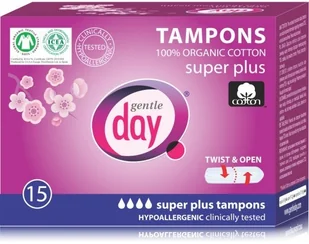 Gentle Day TAMPONY ZE 100% BEWEŁNY EKOLOGICZNEJ - SUPER PLUS 15szt. - Tampony - miniaturka - grafika 2