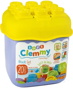 Clementoni CLEMMY Wiaderko z 20 Klockami FIOLETOWO-ŻÓŁTE 8005125147410 - Klocki - miniaturka - grafika 4