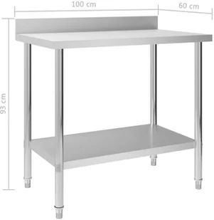 VidaXL Kuchenny stół roboczy z listwą, 100x60x93 cm, stal nierdzewna 51189 VidaXL - Stoły gastronomiczne - miniaturka - grafika 7