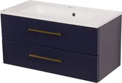 Szafki łazienkowe - Gante Szafka wisząca z umywalką granatowy mat 80 cm Belli Gold BEL-GN-U80/39/2+KIDDY-800 - miniaturka - grafika 1