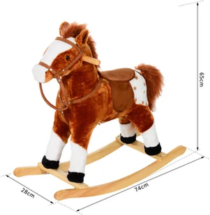 Homcom KOŃ NA BIEGUNACH DLA DZIECI BUJACZEK ODGŁOSY RŻENIA brązowy - Zabawki na biegunach - miniaturka - grafika 2