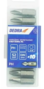 Dedra Końcówki wkrętakowe PH1x25mm 10szt pudełko plast 18A02PH10-10 18A02PH10-10 - Bity - miniaturka - grafika 2