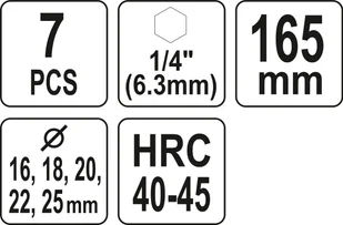 Yato ZESTAW WIERTEŁ DO DREWNA 4-OSTRZOWE 16-25MM 7SZT HEX YT-44693 - Wiertła - miniaturka - grafika 4