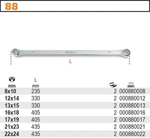 Beta KL.OCZKOWY PROSTY DWUSTR.B.DŁUGI 21X23MM 88/21X23 - Klucze i nasadki - miniaturka - grafika 2