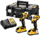 Zestawy elektronarzędzi - DeWALT zestaw narzędzi akumulatorowych 18V, Li-Ion 2x3,0Ah XR Combo [DCK2062L2T]: wiertarko-wkrętarka udarowa DCD709 i zakrętarka 1/4" DCF809 - miniaturka - grafika 1