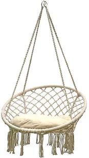 SASKA GARDEN Hamak ażurowy fotel wiszący 80x60cm z poduszką ecru - Fotele ogrodowe wiszące - miniaturka - grafika 2