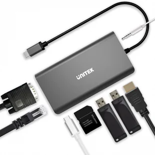 Unitek HUB USB HUB 8w1 USB3.1 Typ-C z Power Delivery 100W D1019A - Huby USB - miniaturka - grafika 5