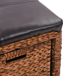 vidaXL Ławka z 2 koszami, trawa morska, 71 x 40 x 42 cm, brązowa vidaXL - Ławki do przedpokoju - miniaturka - grafika 7